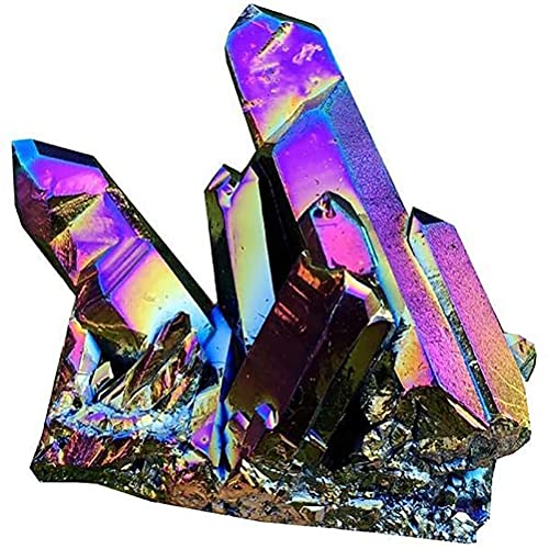 HUSHUI Natürlicher Regenbogen-Kristall-Quarz-Cluster, natürlicher bunter Regenbogen-Kristallstein natürlicher Bergkristall-Cluster Geode-Stein-Probe-Wohnkultur