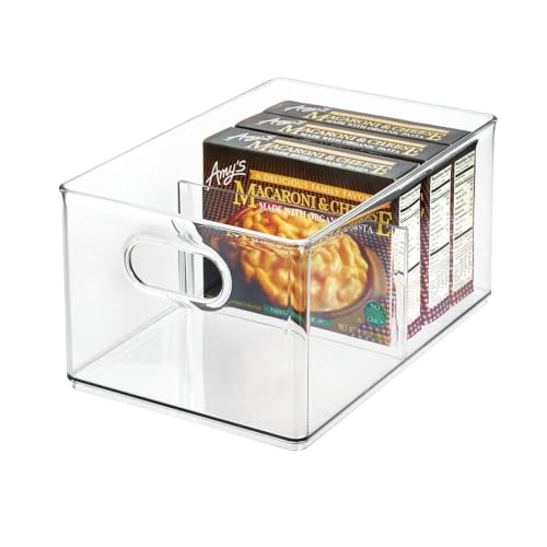 iDesign 04127CEU Gefrierbox, Aufbewahrungsbox mit Trennwand aus der The Home Edit by Serie, Frischhaltedose aus Kunststoff für den Gefrierschrank, recycelt, durchsichtig, Plastic