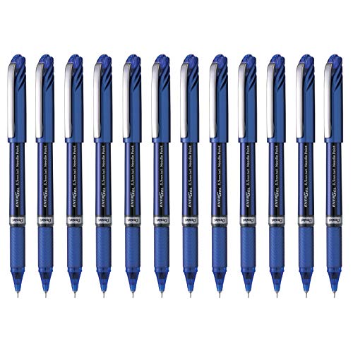 Pentel BLN25-CX Energel Plus Liquid Gel-Roller, Nadelspitze 0.25 mm Strich, 12 Stück, blau