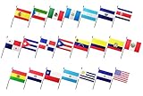 Kleine Mini-Lateinamerika-Flaggen, handgehaltene spanischsprachige Länderflaggen für hispanische Monatsdekorationen, 22 Stück
