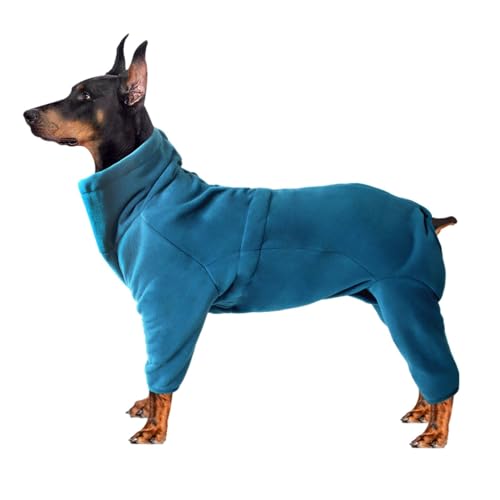 OUSHOP Hunde-Wintermantel Jacken Weicher Warmer Fleece-Pullover Pyjama für Mittelgroße und Große Hunde Spaziergänge Schlafen,Blau,M