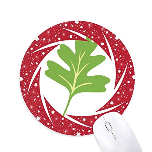 Dark Green Leaves Cartoon Wheel Mouse Pad Round Red Rubber