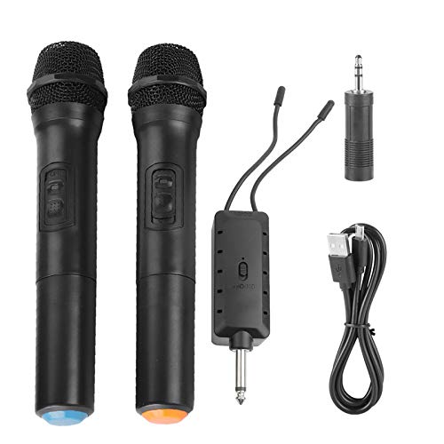 Drahtloses Mikrofon, hochwertiges universelles digitales drahtloses UKW-Dual-Way-Handmikrofon mit Empfängerantenne für Familien-KTV-Gesang, Partys, Reden, Geschäftstreffen usw.