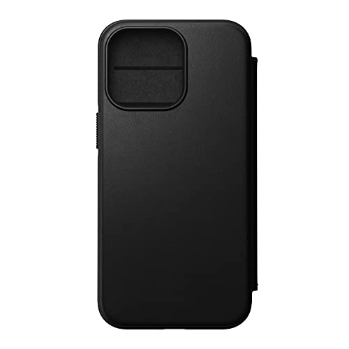 Nomad – Moderne Folio-Schutzhülle – schwarzes Horween-Leder MagSafe kompatibel mit iPhone 13 Pro