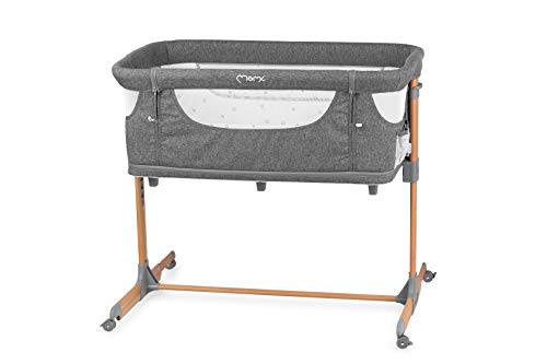 MOMI SMART BED 4-in-1 Multifunktionsbett und Laufstall, für Kinder bis 15 kg Körpergewicht, B55 x L95 cm, 5-stufig höhenverstellbar, mit Matratze, Befestigungsgurten, Moskitonetz und Rädern