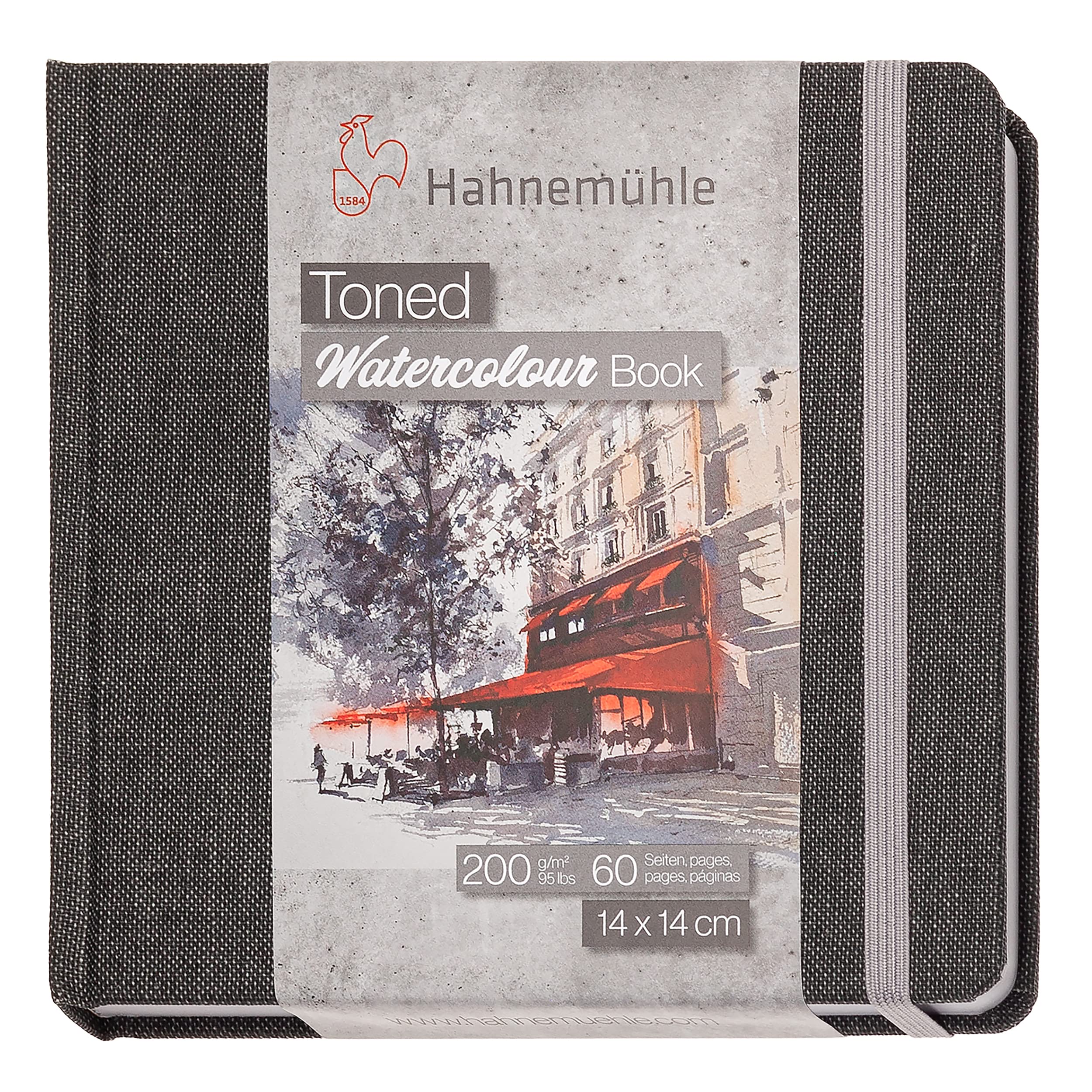 Hahnemühle Skizzenbuch Toned Watercolour Book personalisiert mit Namen Grey 14 x 14 cm 200g/m² 30 Blatt