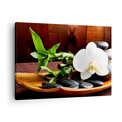 Bild auf Leinwand - Leinwandbild - Bambus Schönheit Dekoration Blume - 70x50cm - Wand Bild - Wanddeko - Leinwanddruck - Bilder - Kunstdruck - Leinwand bilder - Wandkunst - AA70x50-2166