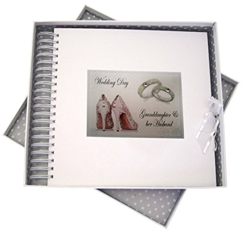 WHITE COTTON CARDS Tag, Enkelin und Ihr Mann Card und Memory Buch, Schuhe und Hochzeit Ringe Design, Board, weiß, 27 x 30 x 4 cm