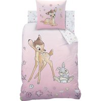 Wende-Kinderbettwäsche Disney Bambi Flowers, Renforcé, 135 x 200 + 80 x 80 cm