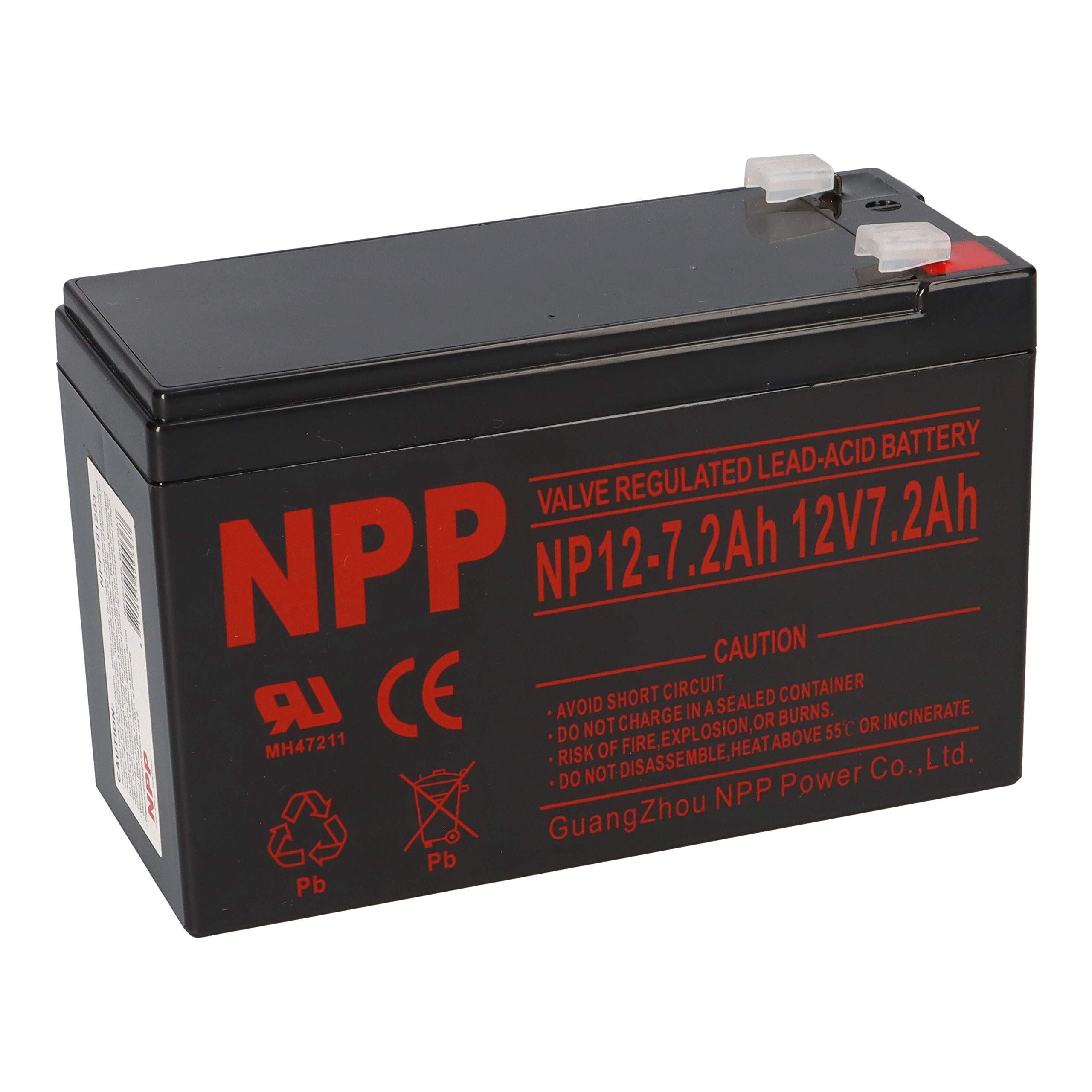 WSB Battery NPP Blei-Akku 12V 7,2Ah 4,8mm Faston Lead-Acid AGM Akku kompatibel 7Ah, 7,5Ah, 8Ah, 9Ah USV Solar Modellbau