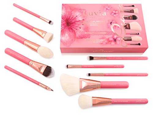 Luvia Makeup Pinsel-Set - 10 Make Up Kosmetikpinsel Inkl. Schminktasche Für Schminkpinsel & Kosmetik - Sakura Brush Set - Vegan - Pinselset In Pink/Rosegold