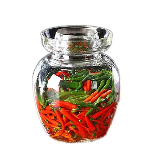 Zhenwo Traditionelles Glas Kimchi Fermentationsglas, Grosse Kapazität Vorratsdosen Glas, Küchenhaushalt Klare Einmachglas Für Lebensmittel,1.5l