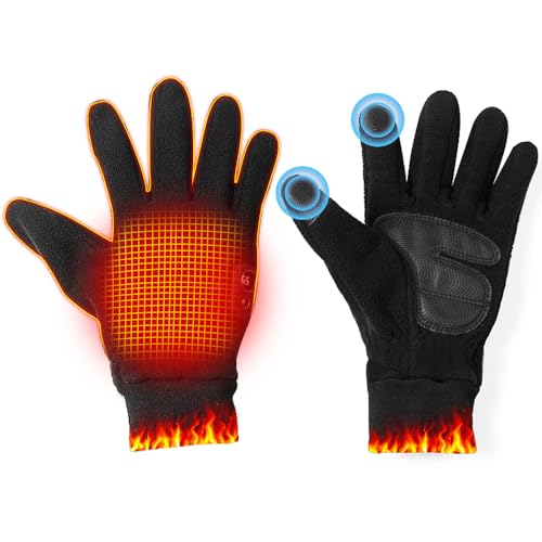 OBEST Elektrisch beheizte Handschuhe, wiederaufladbare Fünf-Finger-Heizhandschuhe, DREI-Gang-Temperaturregelung, Männer/Frauen Outdoor Indoor Warm, Reiten, Wandern, Skifahren