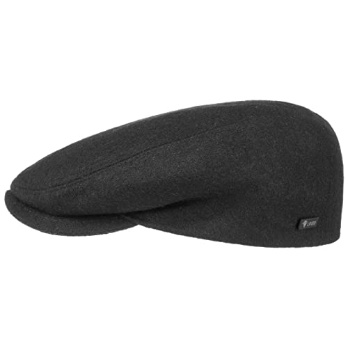 Lipodo Sport Flatcap schwarz 57 cm - Schiebermütze Damen Herren - Flache Mütze mit Schirm - sportliche Schirmmütze Übergangszeit und Winter