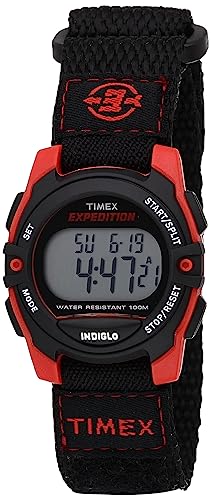 Timex Unisex Expedition Mittlere Größe Digital CAT Schwarz/Rote Schnell Wickel Klettverschluss Uhr T49956