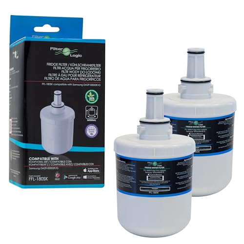 FilterLogic FFL-180SK | 2er Pack - Wasserfilter kompatibel mit Samsung HAFIN2/EXP, DA29-00003G, HAFIN2, HAFIN1/EXP, HAFIN1, DA29-00003F - HAFIN, DA97-06317A interner Filter für Samsung Kühlschrank