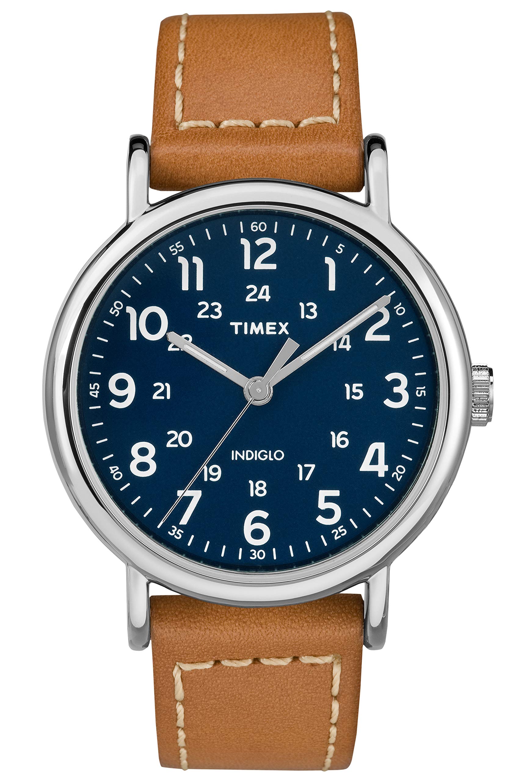 Timex Unisex Erwachsene Analog Quarz Uhr mit Leder Armband TW2R42500JT