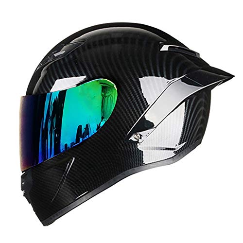 Woljay Vollgesicht Integralhelm Motorradhelm Unisex-Adult Offroad Moto Street Bike ATV Helme Glas Schwarz DOT Approved (Colours,L)