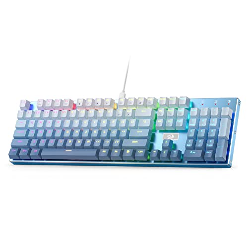 Redragon K556 SE RGB-hintergrundbeleuchtete kabelgebundene mechanische Gaming-Tastatur, 104-Tasten-Sockel, 3,5 mm schallabsorbierende Schaumstoffe, Hot-Swap leiser roter Schalter, Farbverlauf Blau