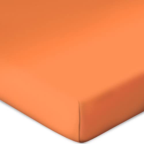 Bassetti Topper Spannbettlaken Uni Orange 301 aus Baumwolle und Elasthan in der Farbe Orange, Maße: 90cm x 190cm, 100cm x 220cm, 9302348