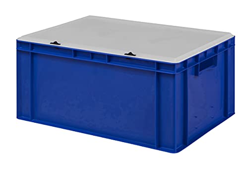Design Eurobox Stapelbox Lagerbehälter Kunststoffbox in 5 Farben und 16 Größen mit transparentem Deckel (matt) (blau, 60x40x28 cm)