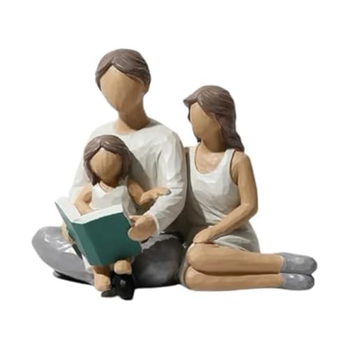 Juwaacoo Familie mit 3 Figuren, Dekor, Harz, Familienskulptur, Eltern und Tochter, Statue, Geschenke für das Familienhaus