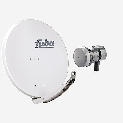 Fuba Sat Anlage 1 Teilnehmer | Satellitenschüssel Komplettset - DAA 850 G Sat-Schüssel 85cm Alu hellgrau + Fuba DEK 117 Single LNB 1 Teilnehmer (DVB-S2, HDTV, UHD 4K/8K, 3D) mit LTE-Störfilter