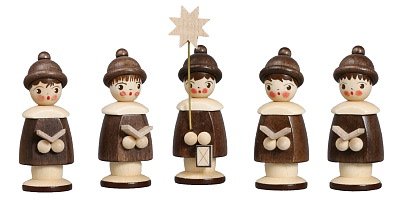 Rudolphs Schatzkiste Miniaturfiguren 5 Kurrendefiguren Natur Höhe 6,2cm NEU Weihnachten Figuren Kirche Holz Seiffen Erzgebirge Holzdekoration Holzkunst Dekoration