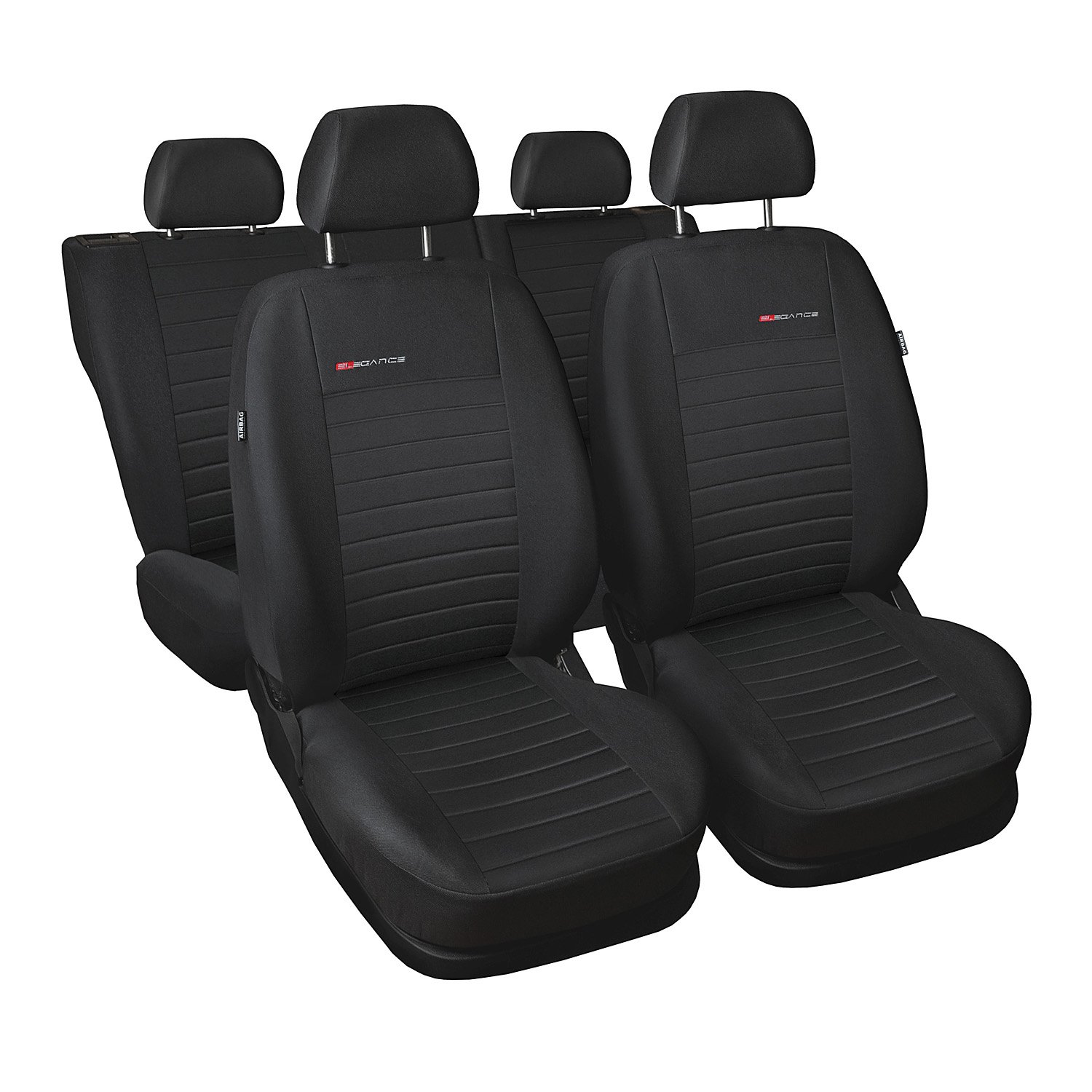GSC Sitzbezüge Autositzbezug Komplettset 5-Sitze, Universal Grau, Elegance, kompatibel mit Nissan Qashqai 5-Sitze