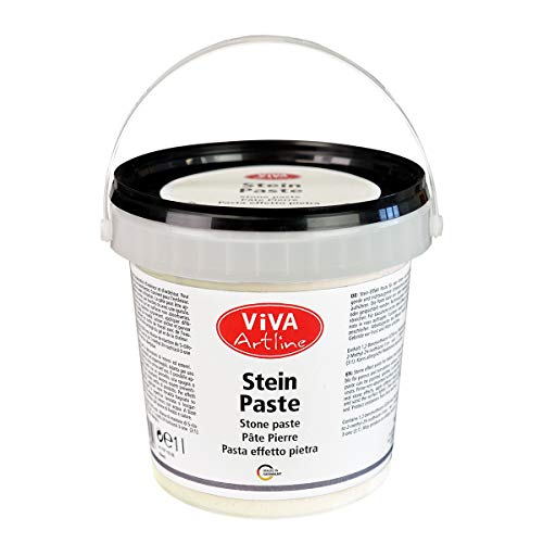 Viva Decor Artline Stein Paste (Farbe Weiß, 1 l) Cremige Strukturpaste für Mixed Media-Künstler zum Auftragen mit Pinsel, Spachtel oder Schwamm auf Leinwand, Steinpaste zum Malen - Made in Germany