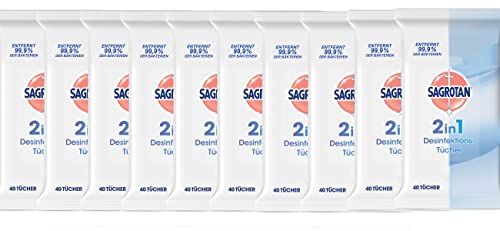 Sagrotan 2in1 Desinfektions-Tücher, für Hände und Oberflächen 10 x 40 Stück