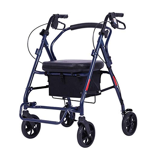 Rollator mit Aluminiumrädern und Kissen. Gehhilfe für den medizinischen Transport. Zwei-Wege-Rückenlehne. Mobiler Rollator für ältere Menschen