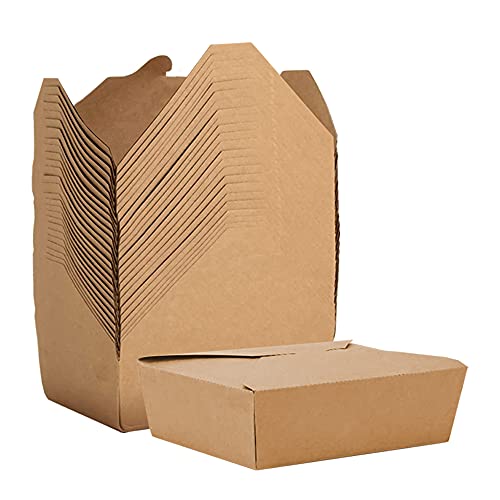 La Llareta Kraftpapier Lunchbox, 25 Stücke Kraftkarton Snackboxen, Take Away Box, Öl und Wasserdicht, für Sandwich, Käsekuchen, Burger (1000ml)