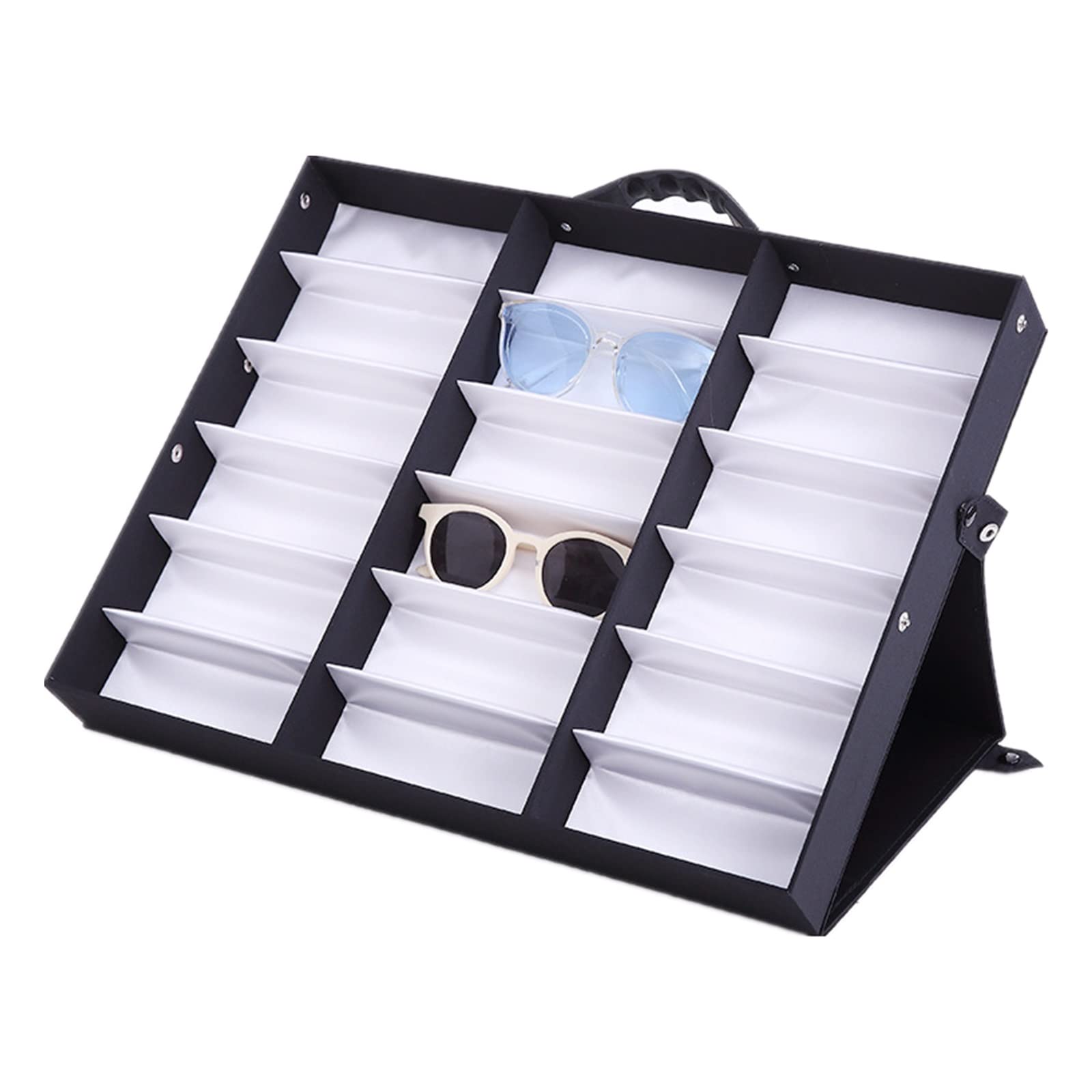 ChengBeautiful Brillenaufbewahrungsbox 18 Gitter Tragbare Gläser Display Box Sonnenbrille Sonnenbrille Aufbewahrungsbox Multi Grid Gläsern Display Requisiten (Farbe : Black, Size : 18 grids)