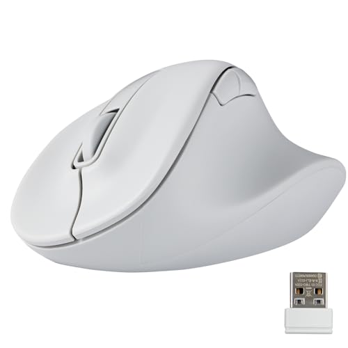 ELECOM Wireless Ergonomic Shape Mouse, 2.4GHz with Mini USB Receiver, Silent Click, Right Hand 2000DPI, 5 Buttons, Optocal Sensor, Compatible with PC, Mac, Laptop, EX-G, XLsize White (M-XGXL30DBSKWH)