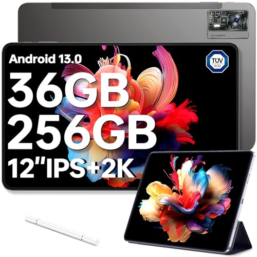 OUKITEL OT5 Tablet 12 Zoll - 32(12+20) GB RAM +256GB ROM (2TB TF) MTK G99 Octa-Core Tablet Android 13, 11000mAh Gaming Tablet, 2K Display, 16MP+5MP Dual SIM Tablet PC, 4G LTE/5G WiFi/TÜV/GPS, Schwarz