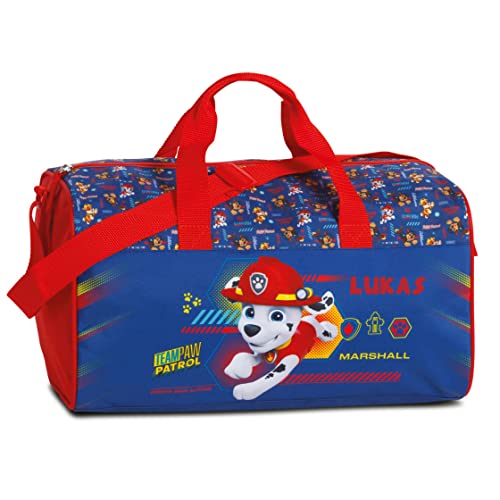 Kleine Sporttasche Paw Patrol Kinder mit Namen | Personalisierte Reisetasche Sportbeutel Jungen Mädchen | Schwimmtasche Kindersporttasche Hunde Marshall