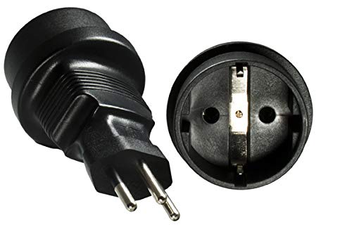 DINIC Reisestecker, Stromadapter für Brasilien auf Schutzkontakt-Buchse, 3-Pin Netzadapter (3 Stück, schwarz)