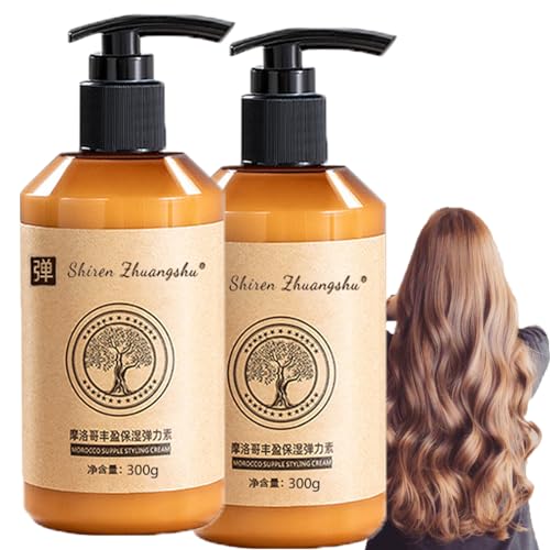 Shiren Zhuangshu, Elastina Para El Cabello, Peinado De Larga Duración Volumen Marroquí Hidratación Elasticidad (2PCS,300ML)