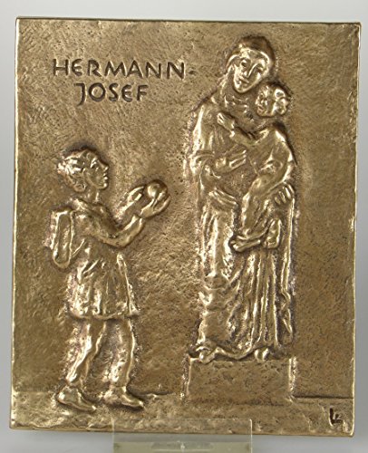 Bronze Relief Heiliger Hermann-Josef, 13x10 cm