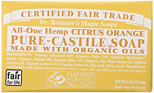 Dr. Bronner Magic Soaps Pure-Kastilien Seife, All-One Hemp Citrus Orange 5-Unzen-Barren (Pack of 6)