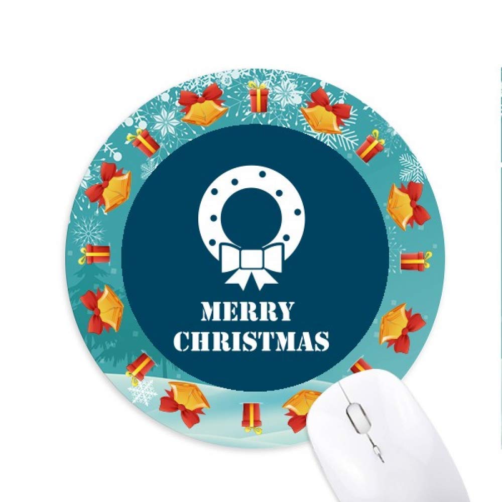 Christmas Wreath Star Happiness Mousepad Round Rubber Mouse Pad Weihnachtsgeschenk