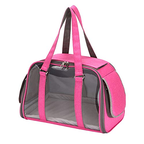 Tragbare Haustier-Handtasche, Hundetragetasche, Katzen-Umhängetasche, für kleine und mittelgroße Katzen-Hunde, Reisen, Wandern, Spazierengehen (Pink)