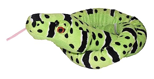 Wild Republic Plush Snake Grüne Gesteinsrassel, Plüsch-Schlange, Riesen-Kuscheltier, 137 cm, Baby Shower Geschenk, Stofftier, Füllung aus recycelten Wasserflaschen