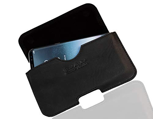 MATADOR kompatibel mit iPhone X/XS/11 Pro/13 PRO Gürteltasche ECHT Leder-Tasche Case Schutz-Hülle Quertasche Gürteltasche breite Gürtelschlaufe und Magnetverschluss Schwarz
