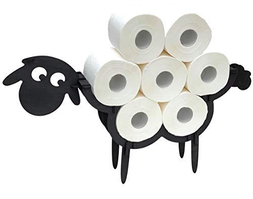 DanDiBo Toilettenpapierhalter Schwarz Schaf Holz WC Rollenhalter WC Papierhalter Klopapierhalter Stehend Toilettenrollenhalter