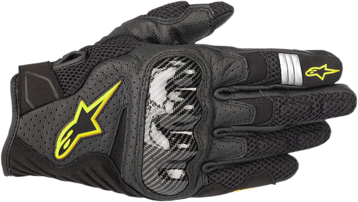 Alpinestars Motorradhandschuhe Smx-1 Air V2 Gloves Black Yellow Fluo, Schwarz/Gelb, S