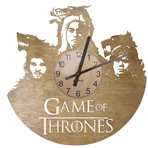EVEVO Game of Thrones Wanduhr aus Holz 50cm 109 Farben zur Auswahl Retro-Uhr Handgefertigte Vintage Geschenk Stil Raumdekoration Hause Großes Geschenk Uhr Game of Thrones