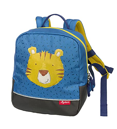 Sigikid Unisex Kinder Mädchen und Jungen, empfohlen für 2-5 Jährige, 25202 Mini Rucksack mit Tiermotiv, Blau/Tiger, 23x20x10 cm