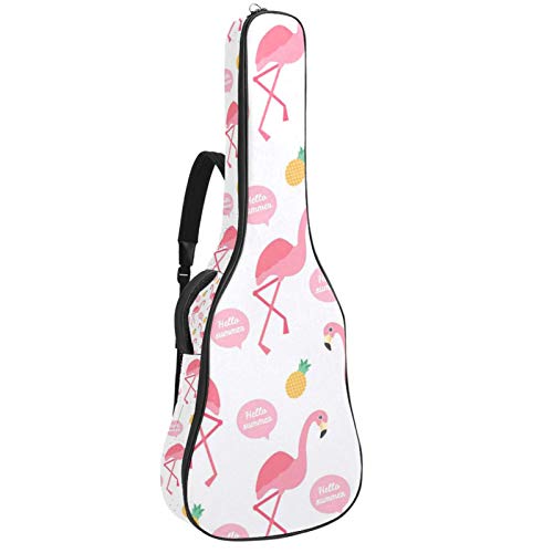 Gitarren-Gigbag, wasserdicht, Reißverschluss, weich, für Bassgitarre, Akustik- und klassische Folk-Gitarre, Hello Summer Pink Flamingo Pinepple